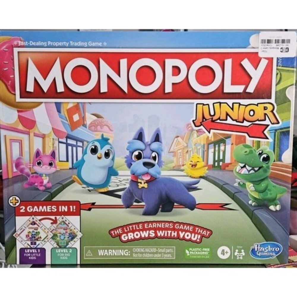 Monopoly Junior Board Game For Ages 4+  2-In-1 Games: Level 1 & Level 2